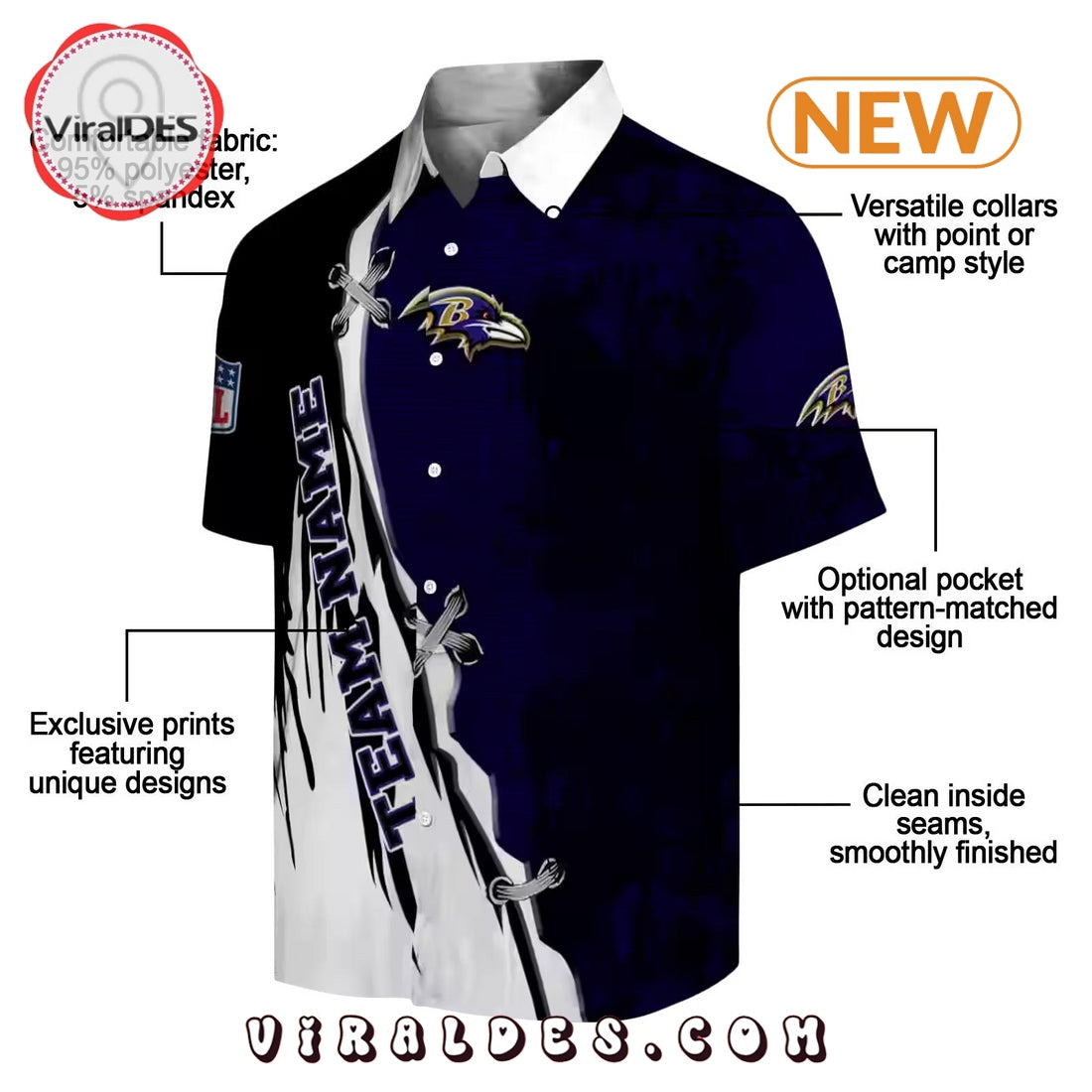 Custom Baltimore Ravens Edgy Streaks Hawaiian Shirt