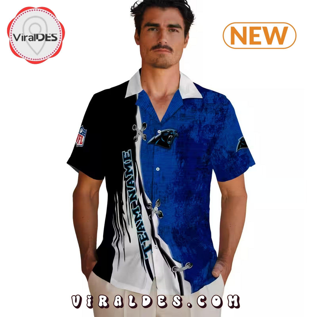 Custom Carolina Panthers Edgy Streaks Hawaiian Shirt