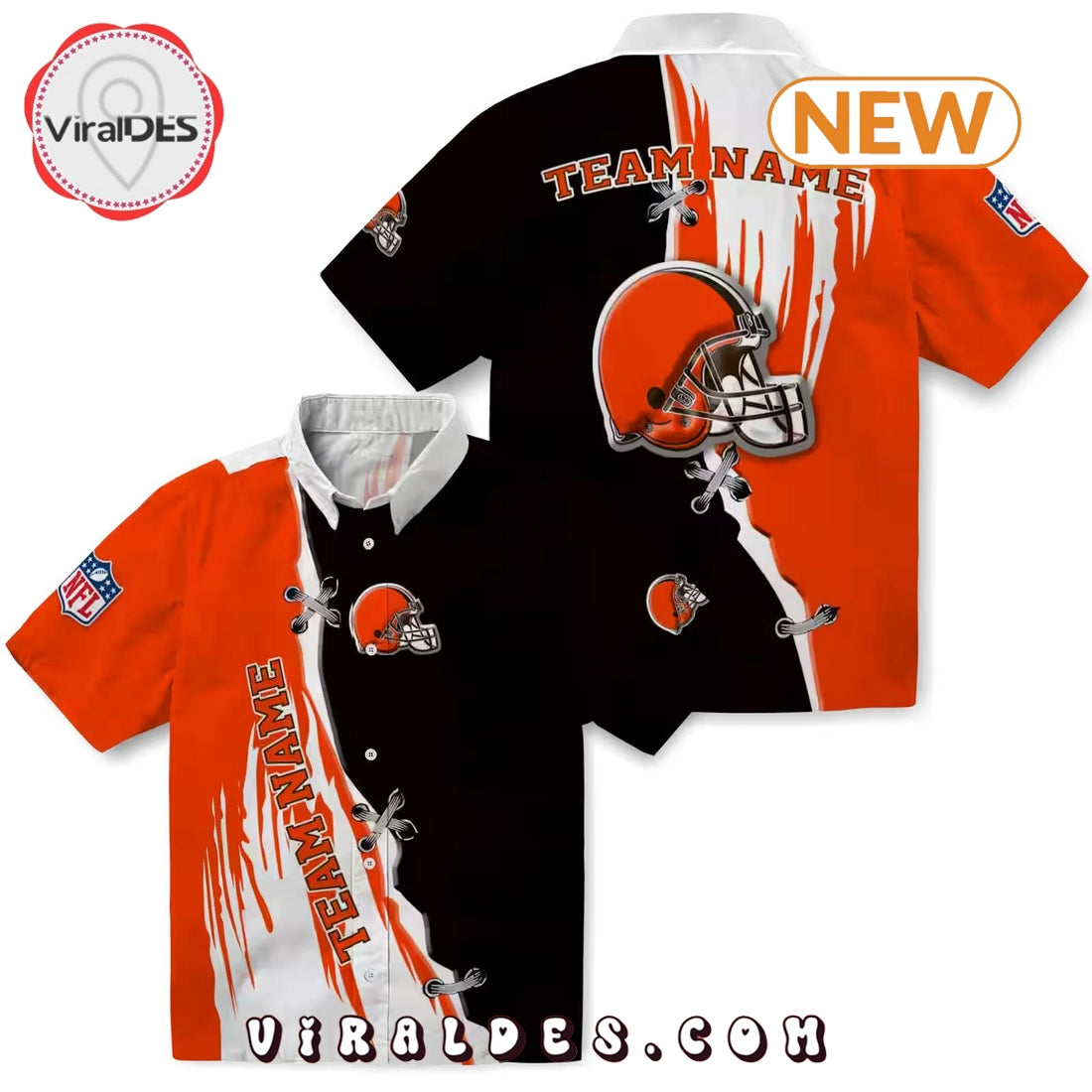 Custom Cleveland Browns Edgy Streaks Hawaiian Shirt