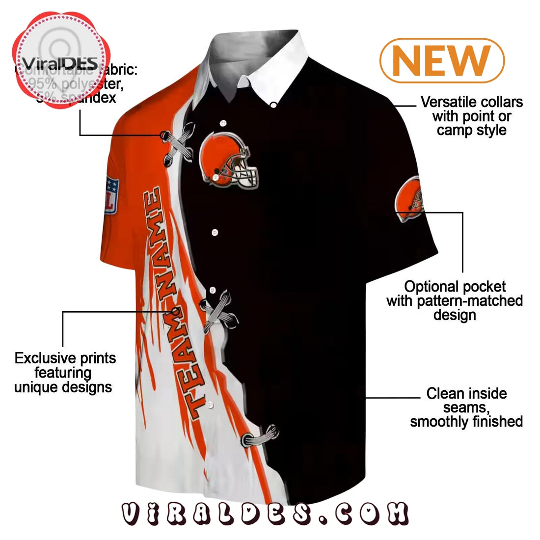 Custom Cleveland Browns Edgy Streaks Hawaiian Shirt