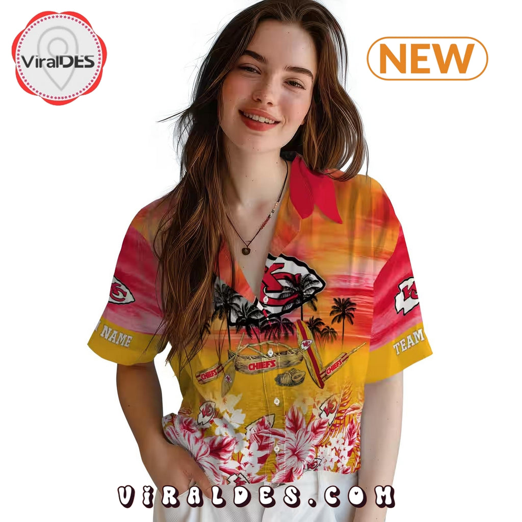 Custom Kansas City Chiefs Tropical Canoe Hawaiian Shirt