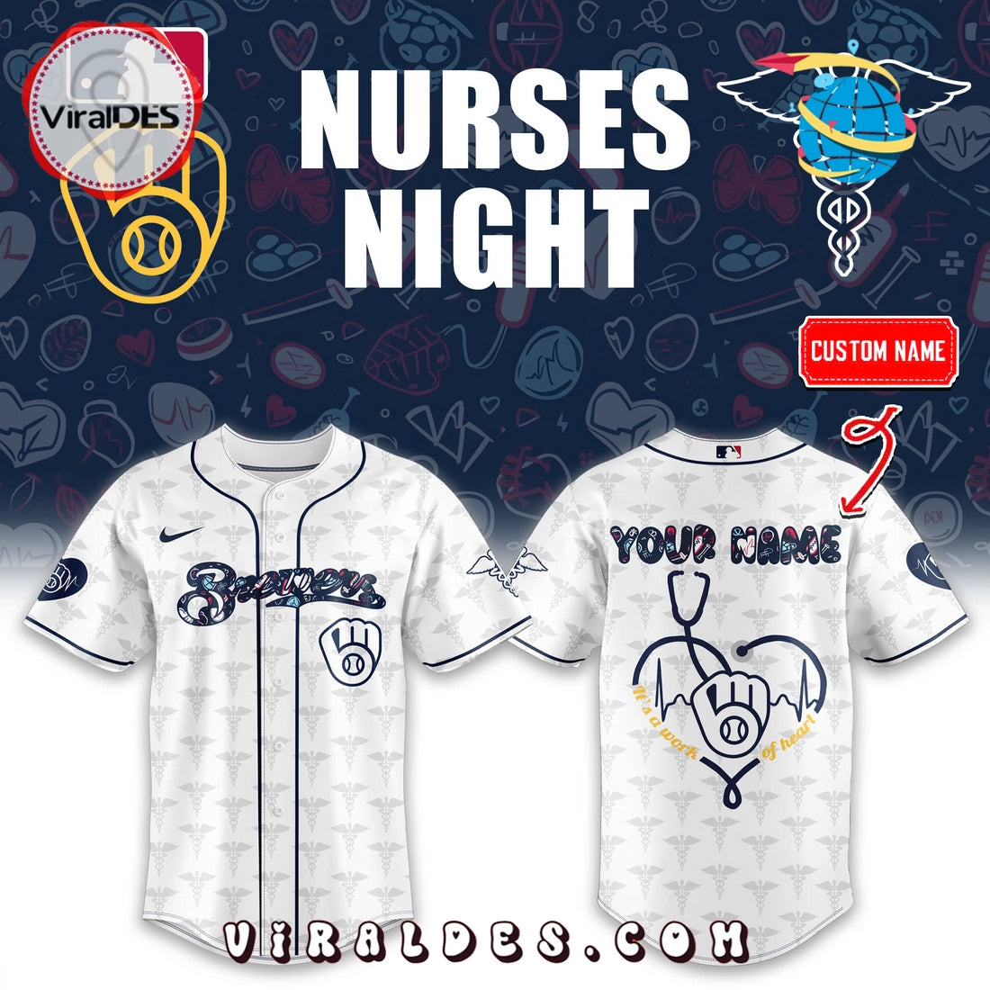 Custom Milwaukee Brewers 2025 Nurses Night Baseball Jersey