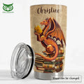 Custom Name Dragon Bookworm Stainless Steel Tumbler