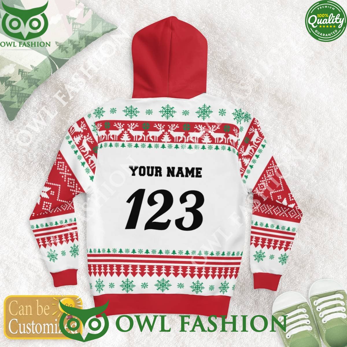 Custom Name Number Christmas Motocross rider Beige Sweater
