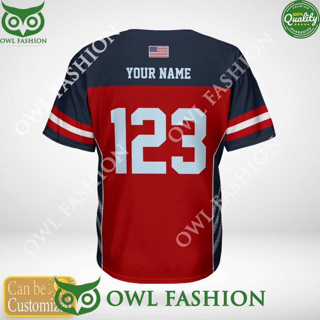 Custom Name Number Motocross rider Red Blue Baseball Jersey