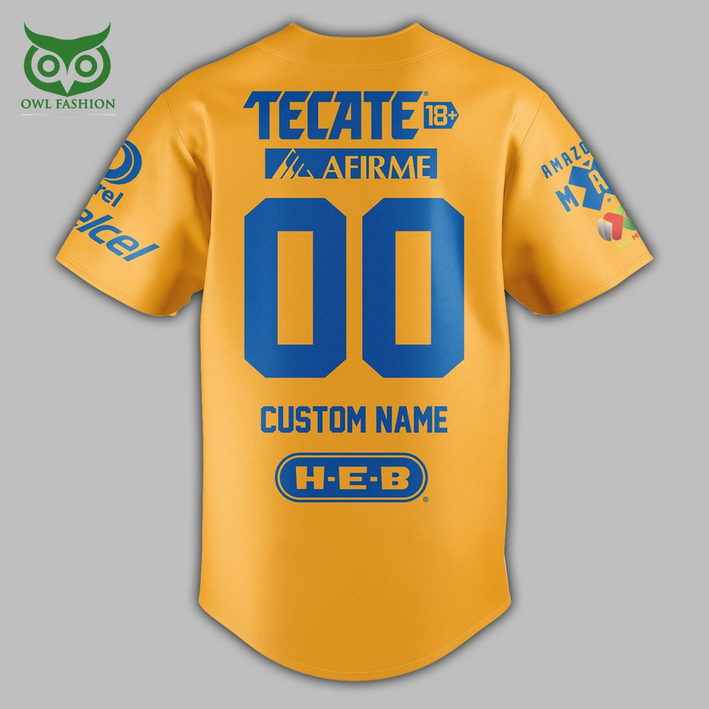Custom Name Number Tigres UANL Campeón Liga Mx 2023 Baseball Jersey