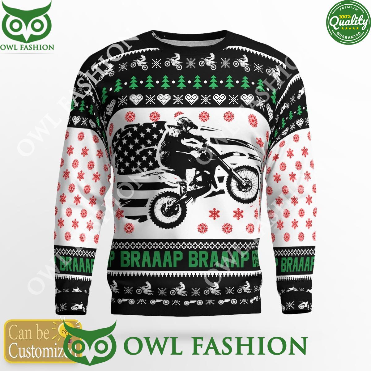 Custom Name Number Xmas Motocross rider Logo Sweater