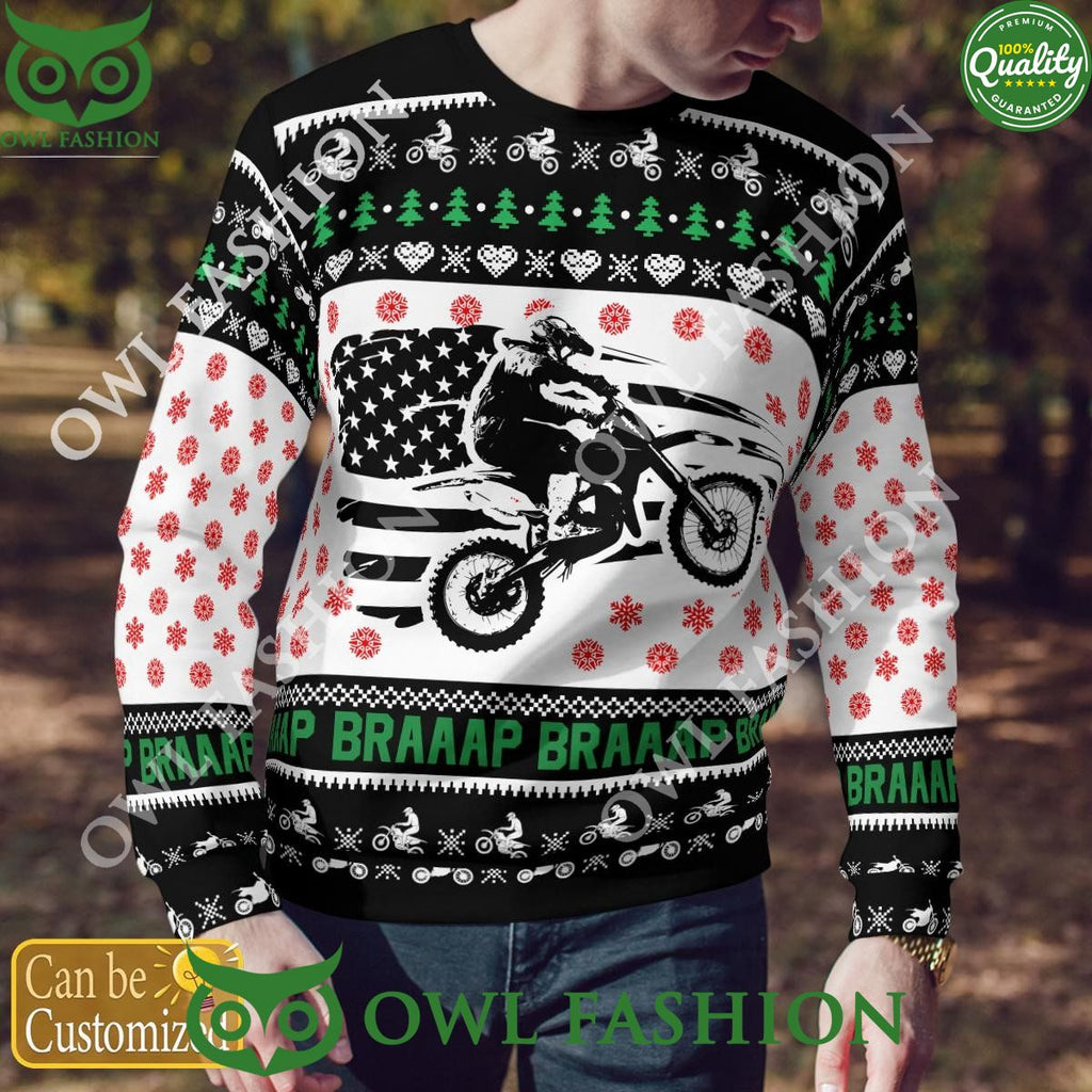 Custom Name Number Xmas Motocross rider Logo Sweater