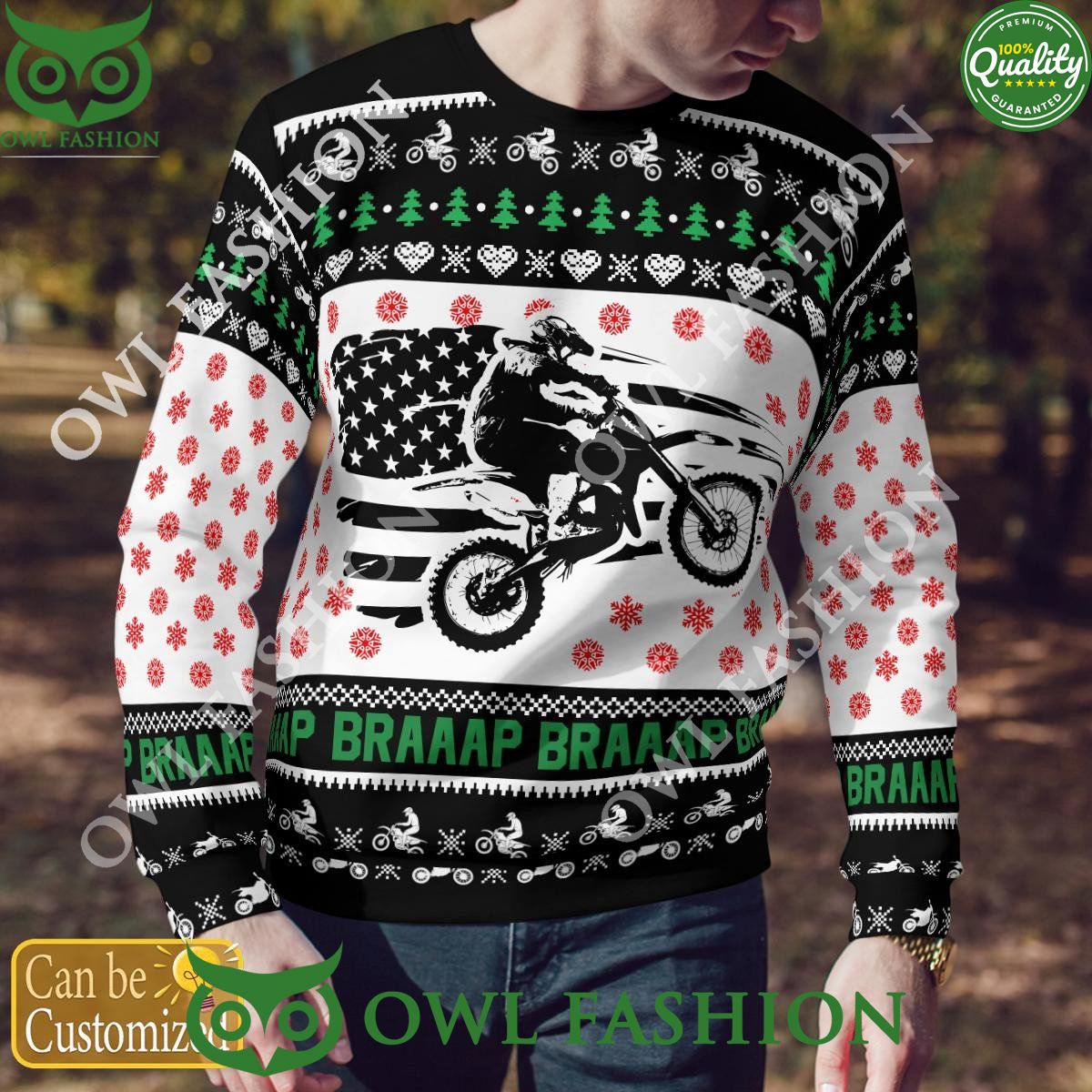 Custom Name Number Xmas Motocross rider Logo Sweater