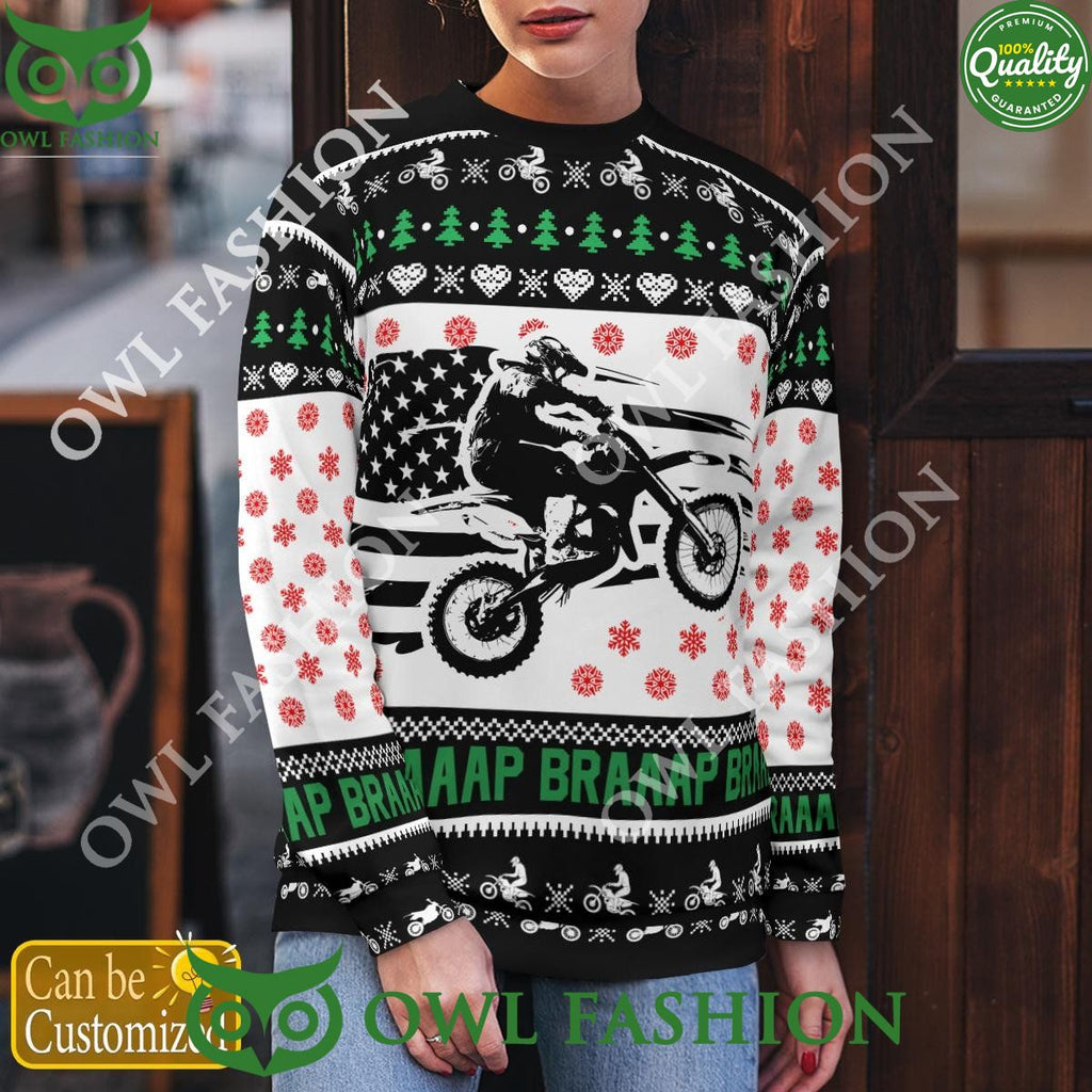 Custom Name Number Xmas Motocross rider Logo Sweater