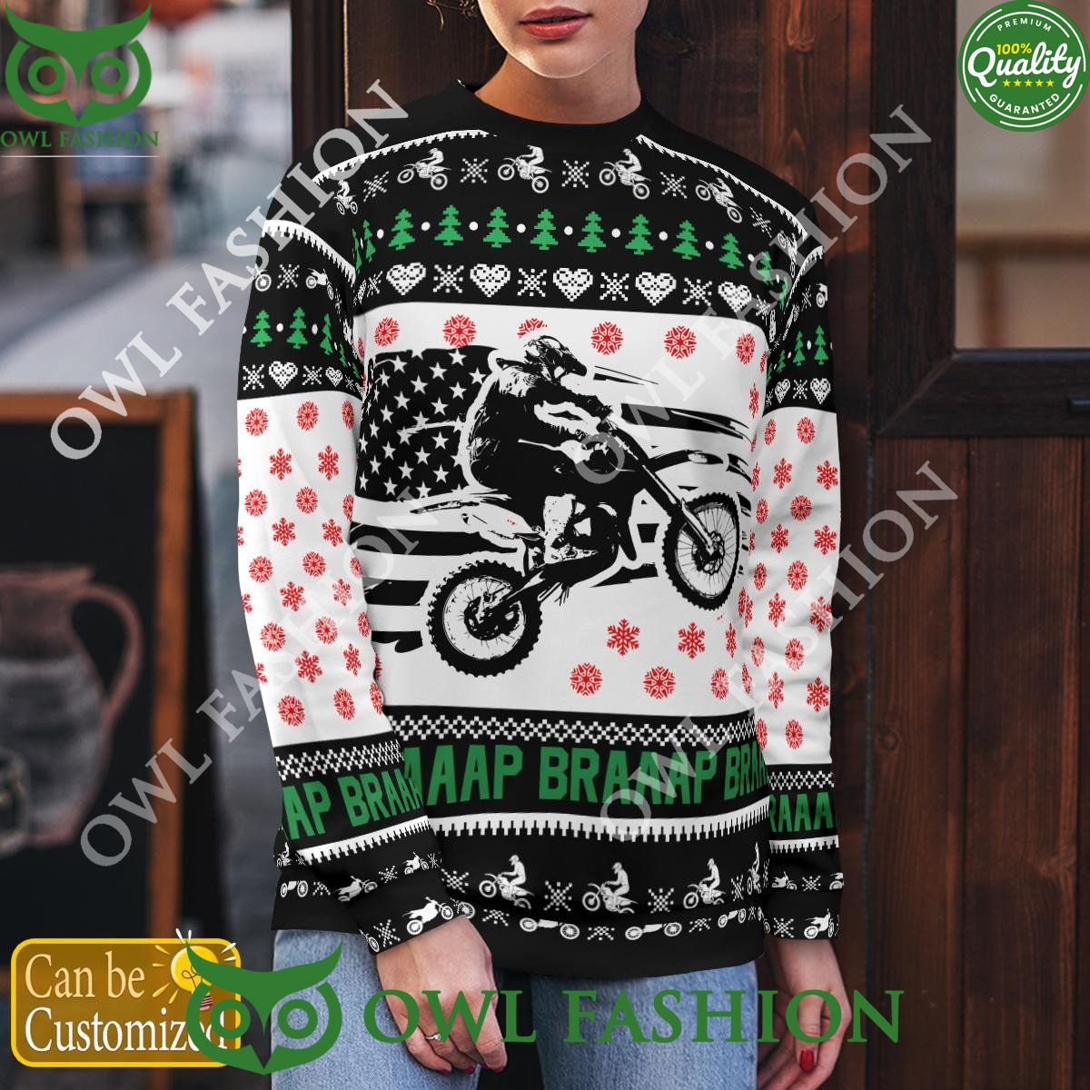 Custom Name Number Xmas Motocross rider Logo Sweater