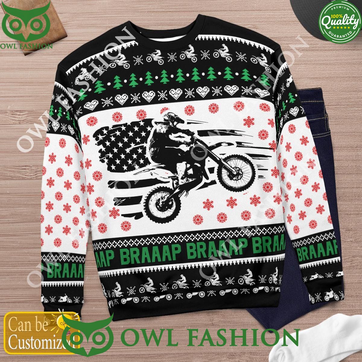 Custom Name Number Xmas Motocross rider Logo Sweater