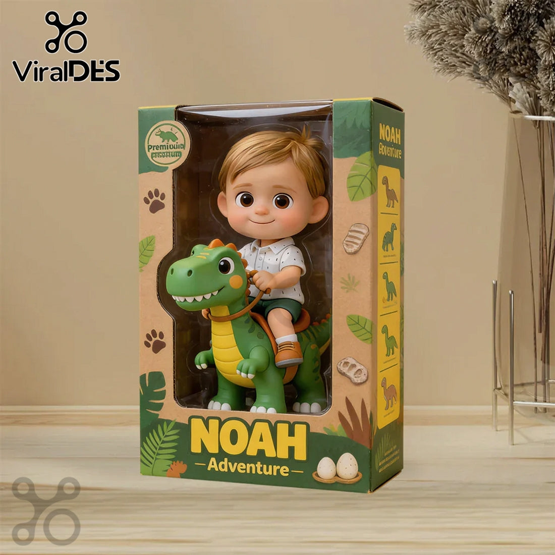 Custom Noah’s Adventure Dino Personalized Toy Action Figure Figurine