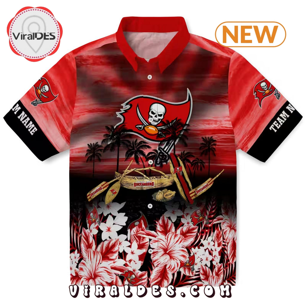 Custom Tampa Bay Buccaneers Tropical Canoe Hawaiian Shirt