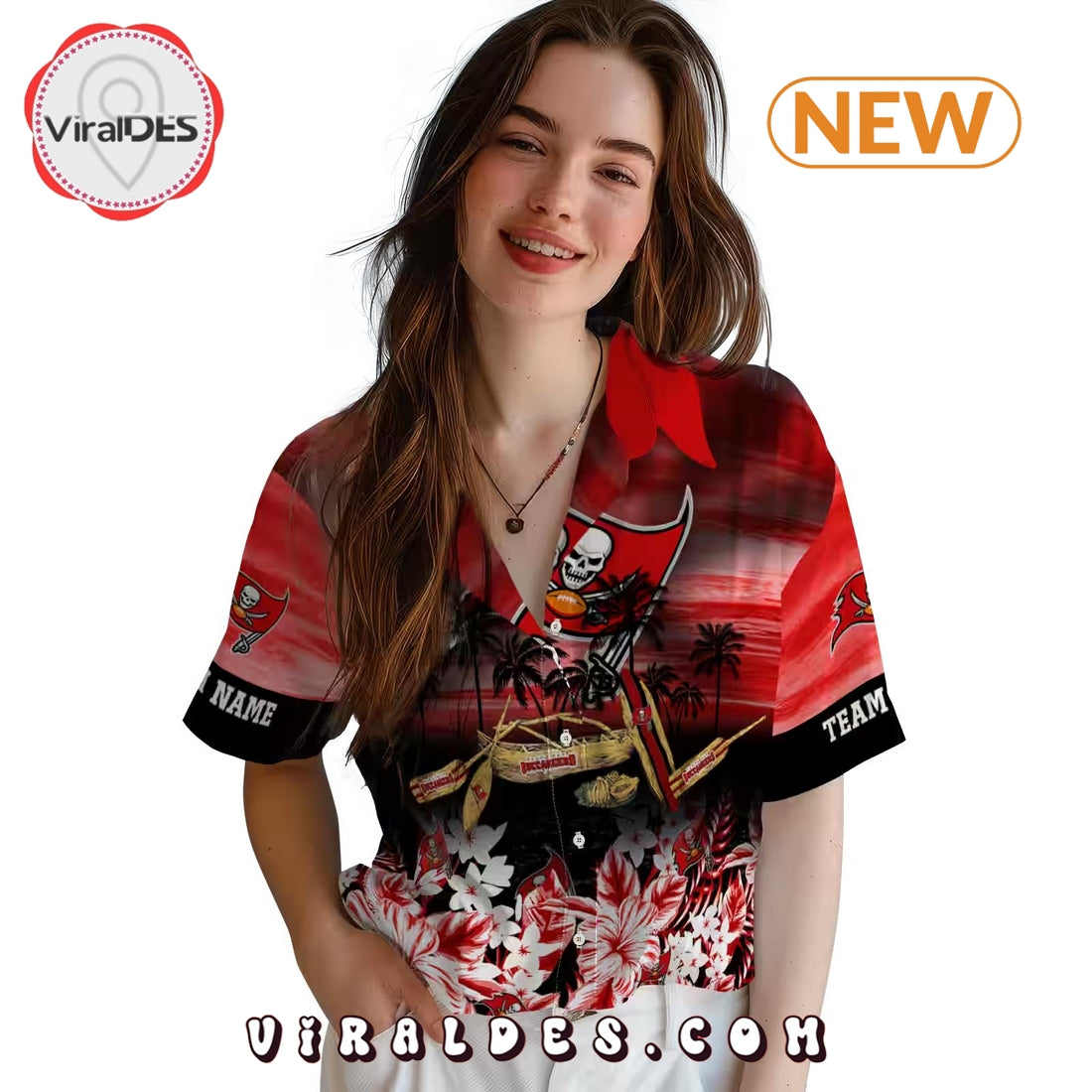 Custom Tampa Bay Buccaneers Tropical Canoe Hawaiian Shirt