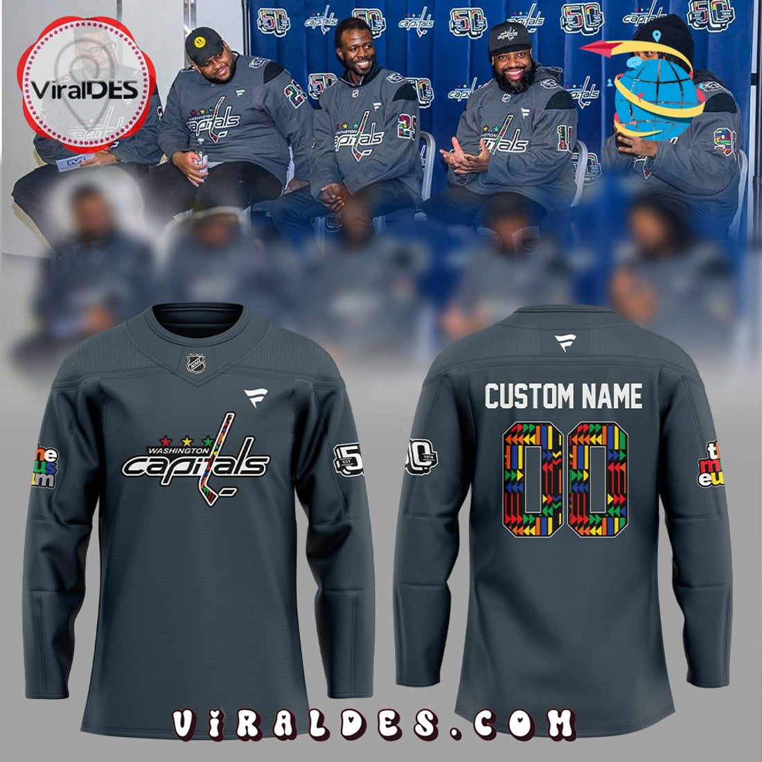 Custom Washington Capitals Black History Month Hockey Jersey
