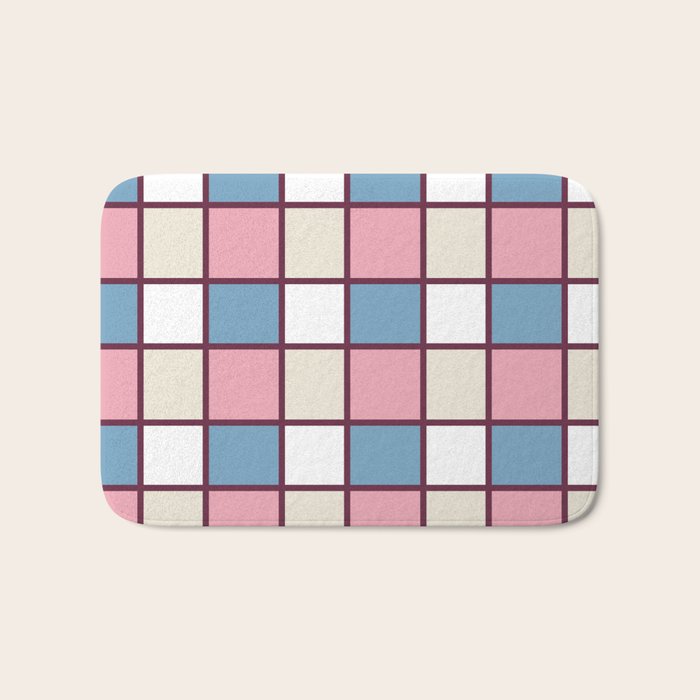 Soft Retro Grid Pattern Bath Mat Gallery Image 1