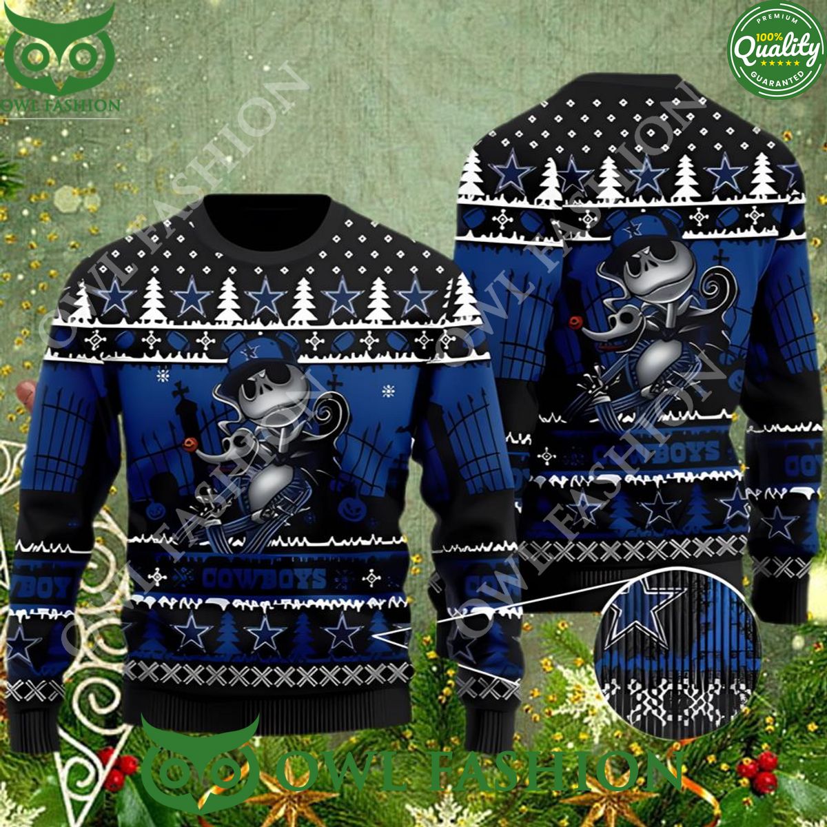 Dallas Cowboys Jack Skellington Halloween Christmas Ugly Sweater Jumper