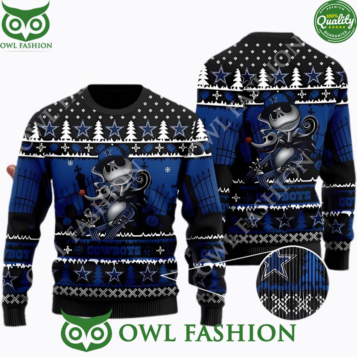 Dallas Cowboys Jack Skellington Halloween Christmas Ugly Sweater Jumper
