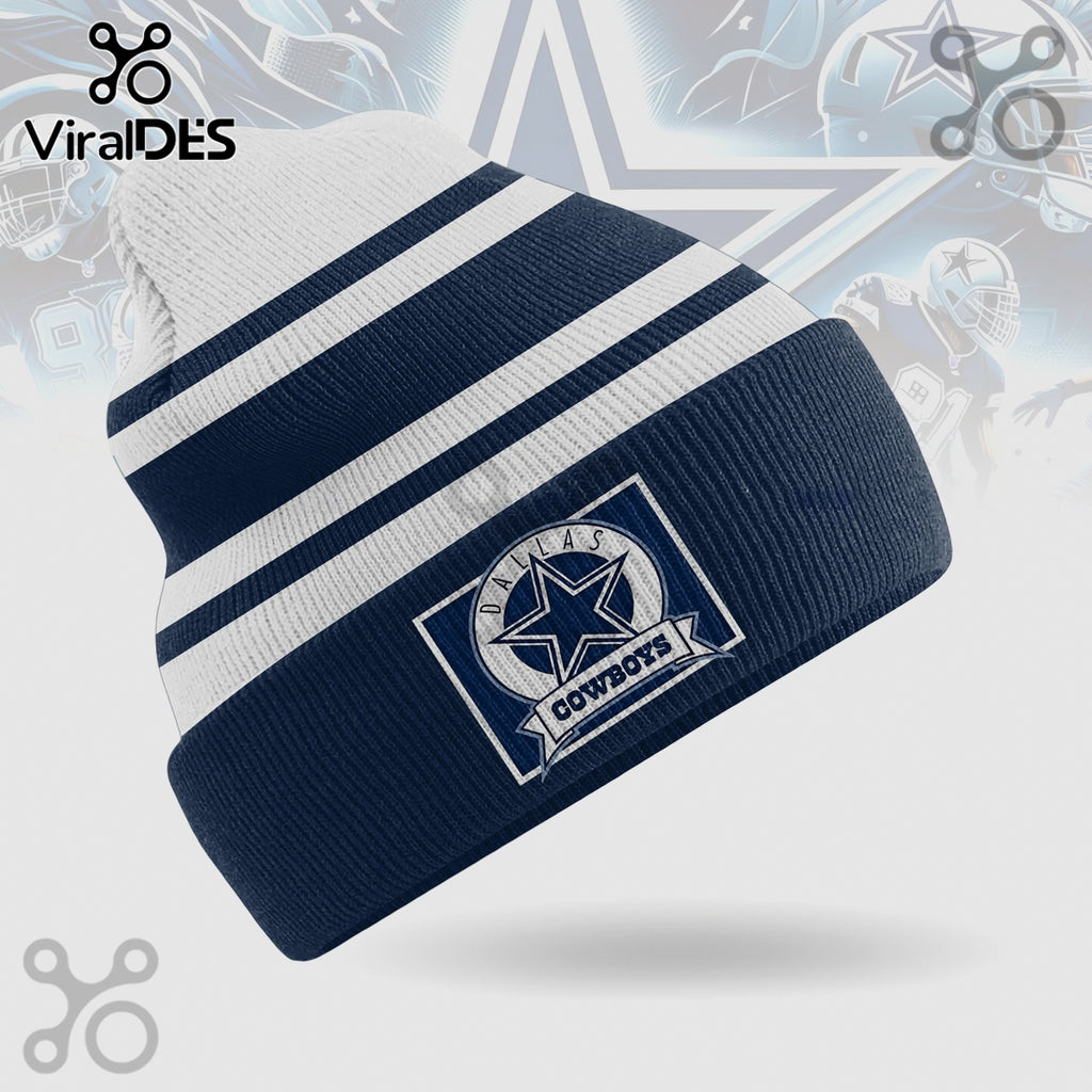 Dallas Cowboys Striped Cuffed Knit Beanie Hat
