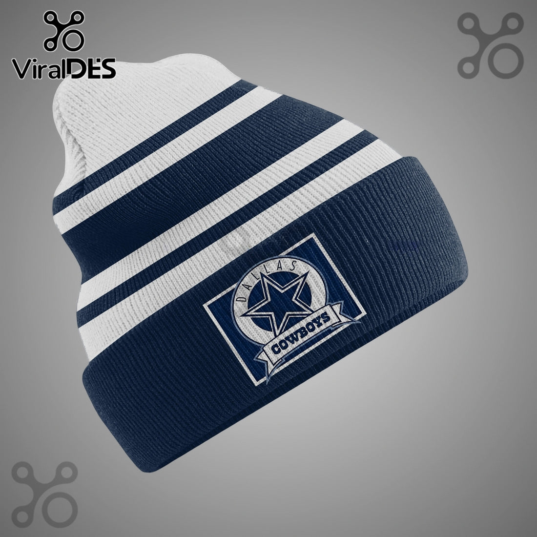 Dallas Cowboys Striped Cuffed Knit Beanie Hat