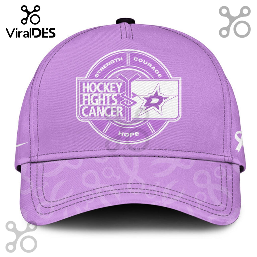 Dallas Stars Hockey Fights Cancer Purple Ribbon Hoodie