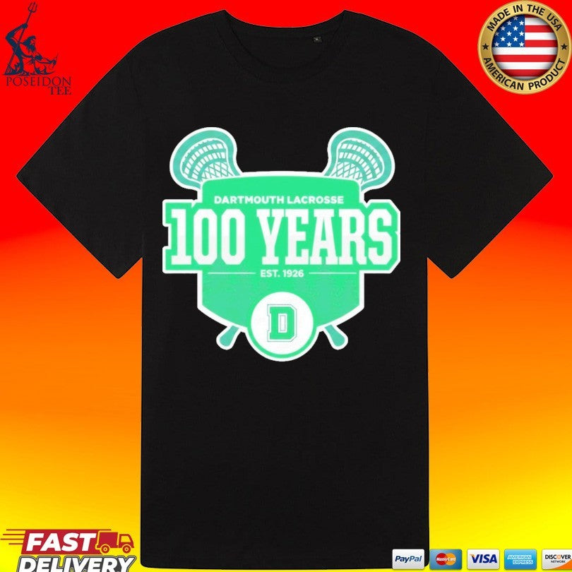 Dartmouth Lacrosse 100 Years Est 1926 Logo T-shirt