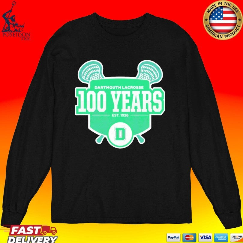 Dartmouth Lacrosse 100 Years Est 1926 Logo T-shirt