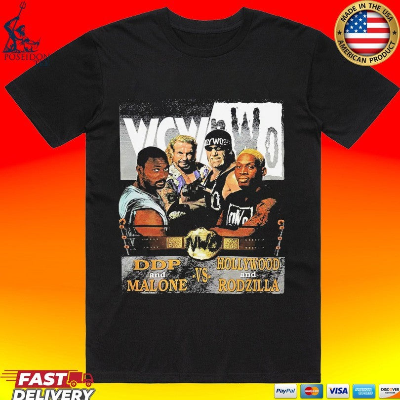 DDP Karl Malone vs Hogan Rodman WCW nWo 90s Wrestling T-shirt