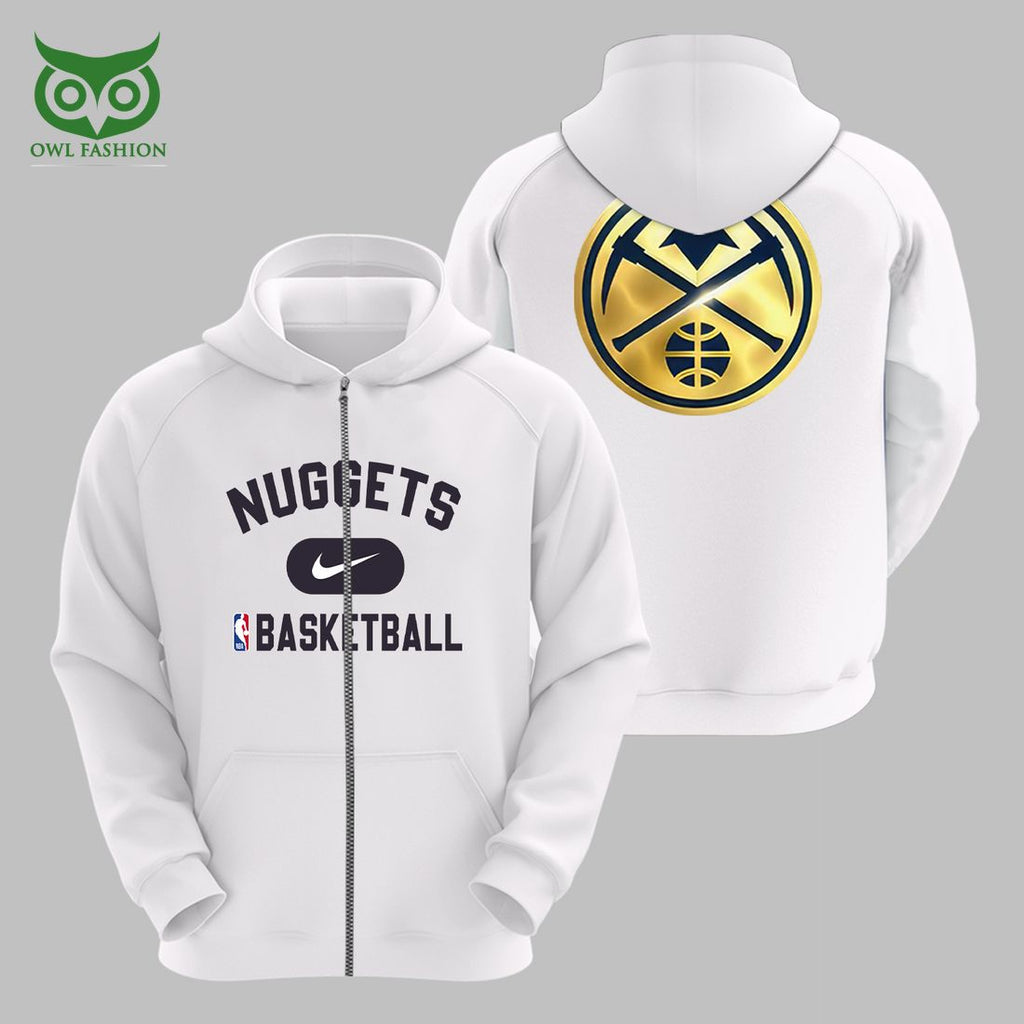 Denver Nuggets NBA Basketball White 3D Hoodie