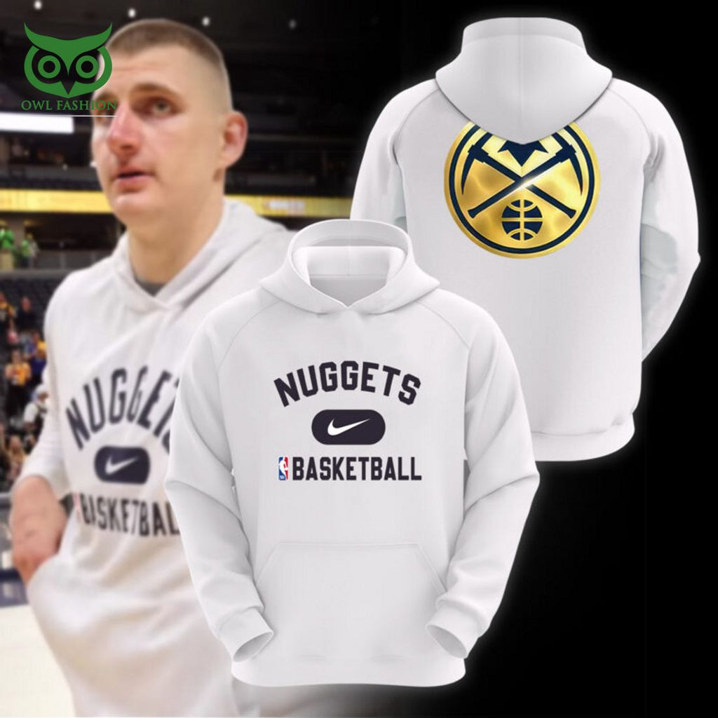 Denver Nuggets NBA Basketball White 3D Hoodie