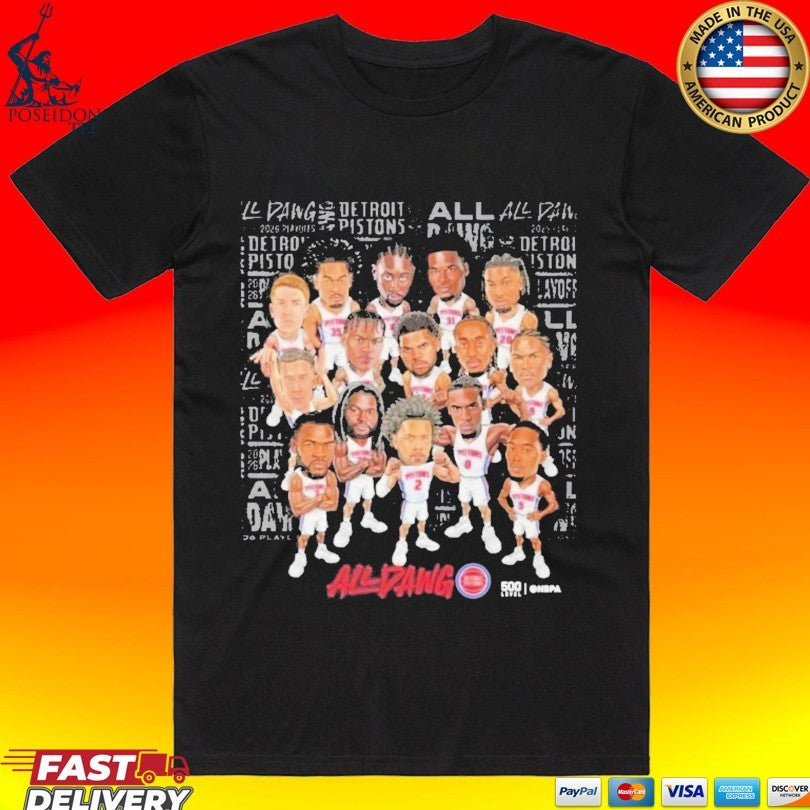 Detroit Pistons Team Caricature Playoffs 2026 Round 2 T-shirt