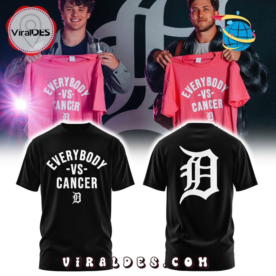 Detroit Tigers Everybody vs Cancers Black Hoodie