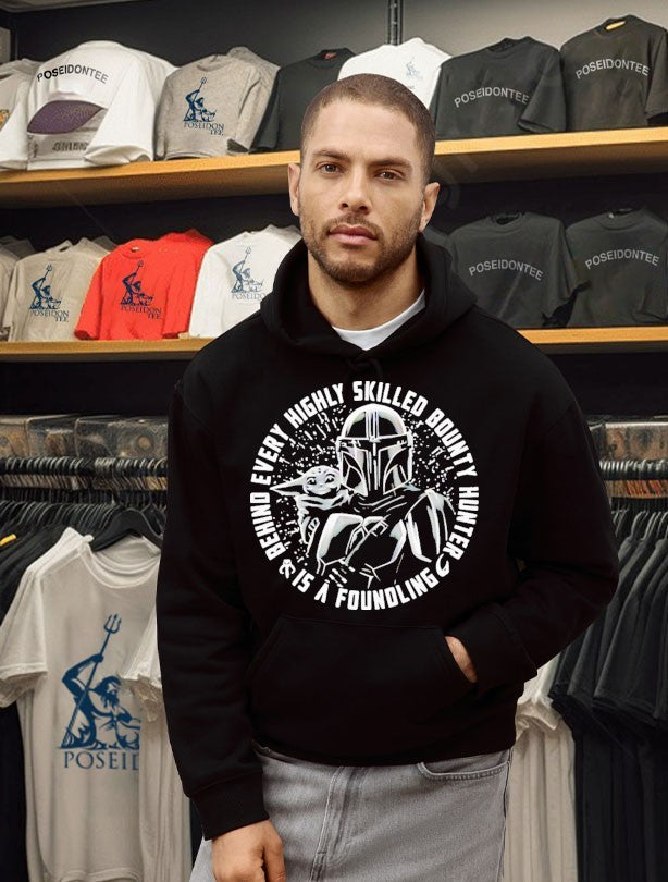 Din Djarin And Grogu Behind Every Highly Skilled Bounty Hunter Is A Foundling T-shirt