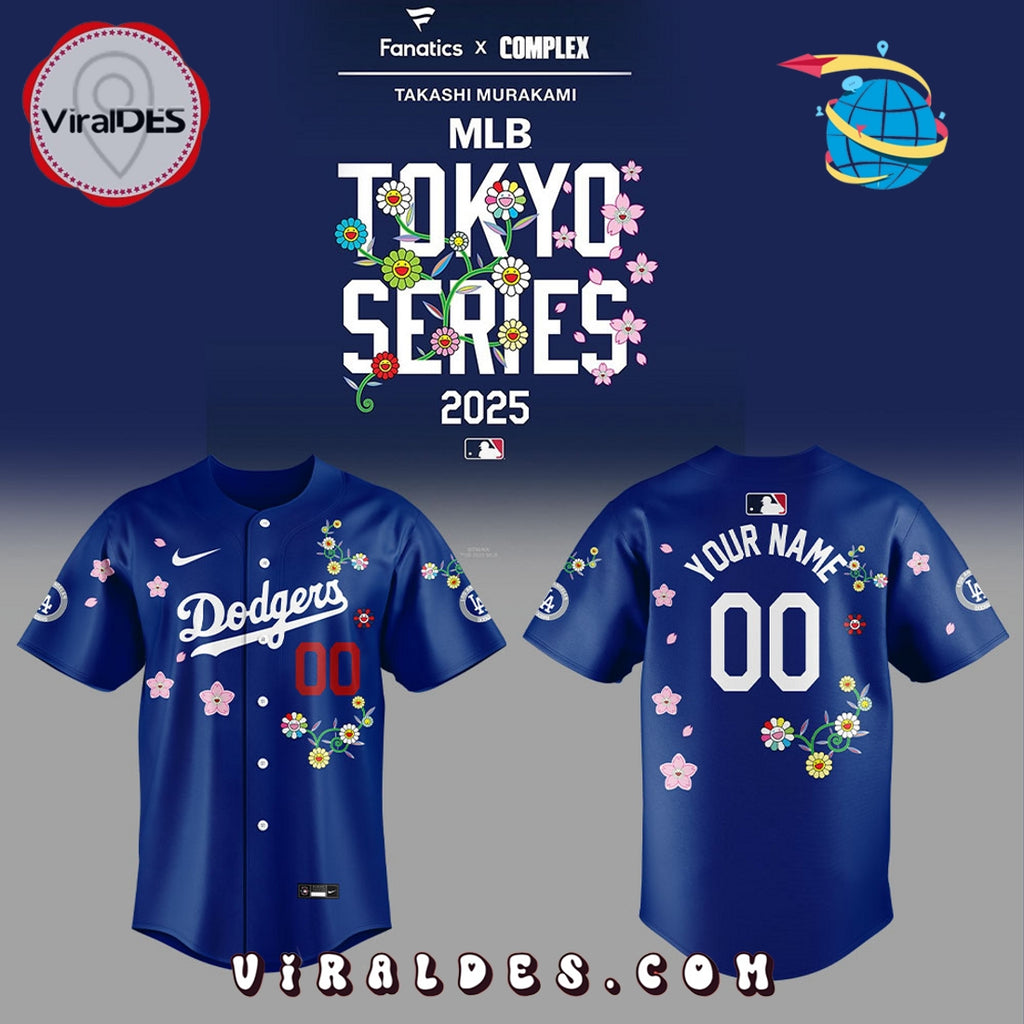 Dodgers Takashi Murakami x Tokyo Series Blue Baseball Jersey