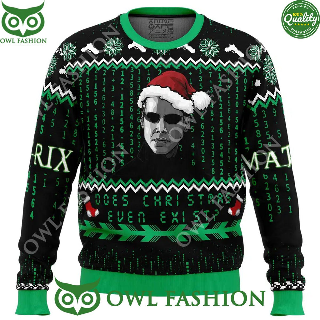 Does Christmas Even Exist Matrix Ugly Christmas Sweater Jumper