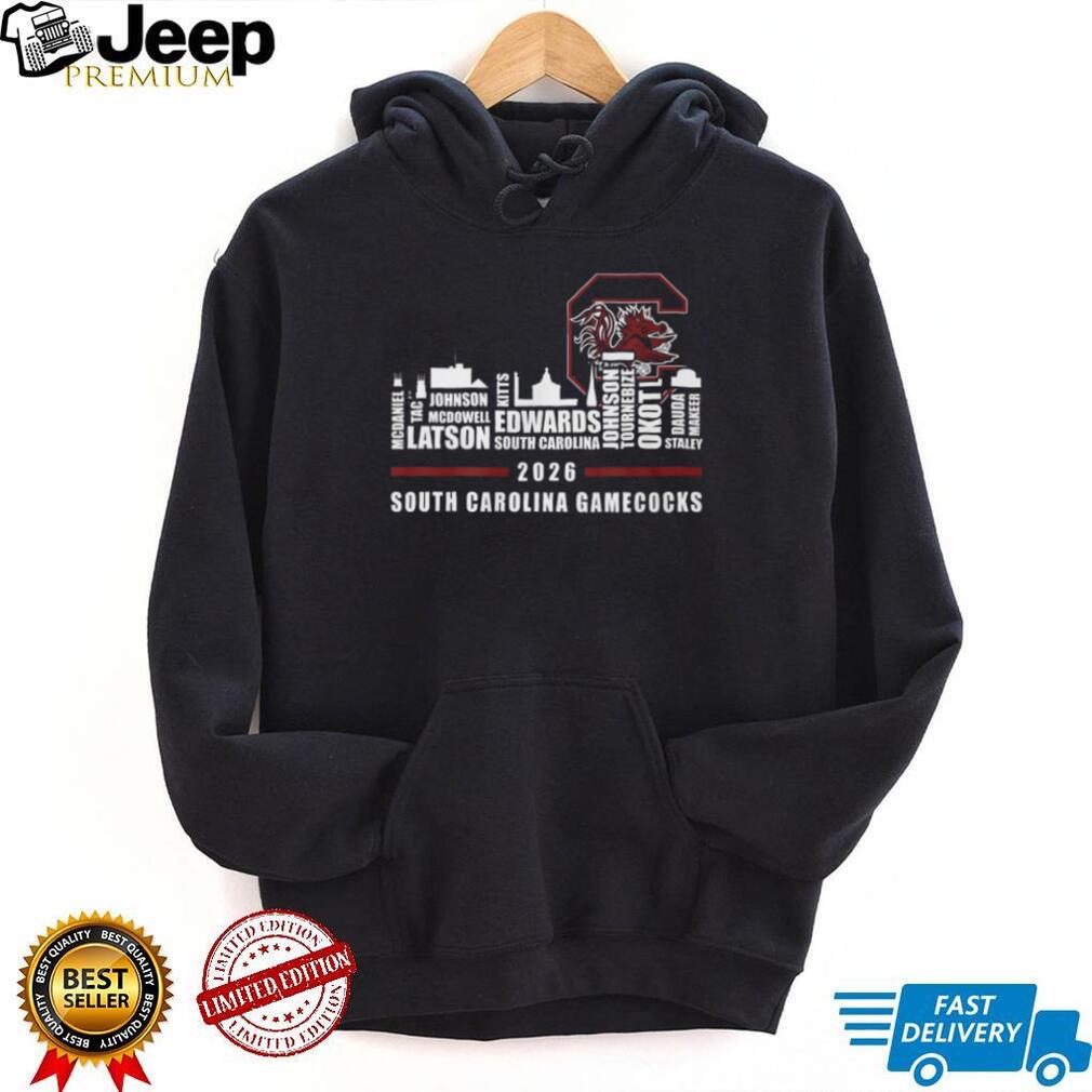 South Carolina Gamecocks 2026 Skyline Player Names Roster T Shirt