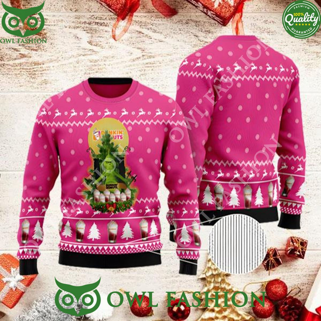 Dunkin Donuts Grinch Snow Ugly Christmas Sweater Jumper