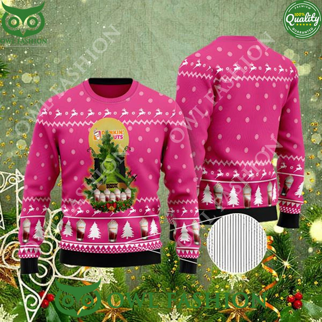 Dunkin Donuts Grinch Snow Ugly Christmas Sweater Jumper