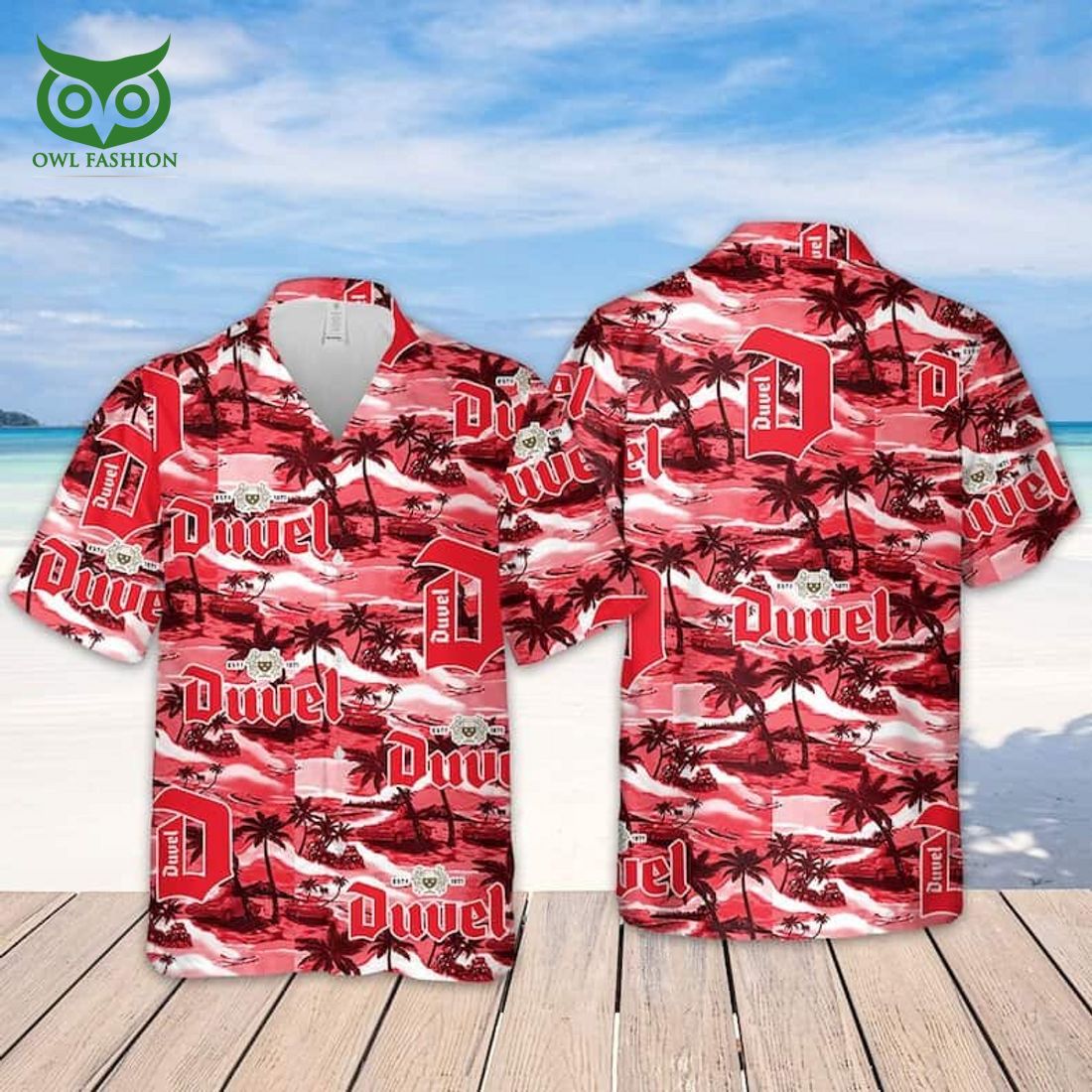 Duvel Beer Island Pattern Hawaiian Shirt Beach Vacation Gift