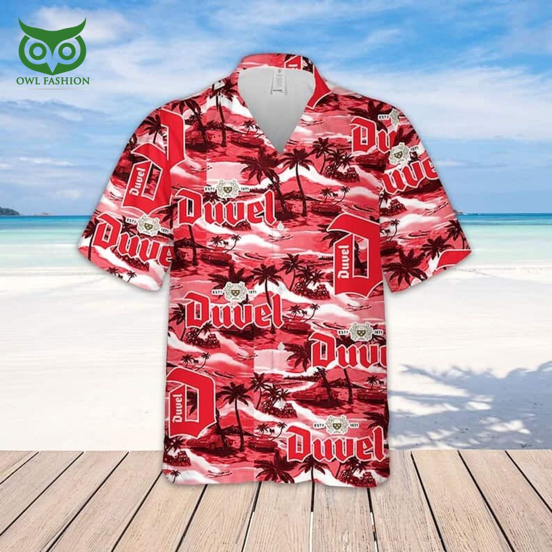 Duvel Beer Island Pattern Hawaiian Shirt Beach Vacation Gift