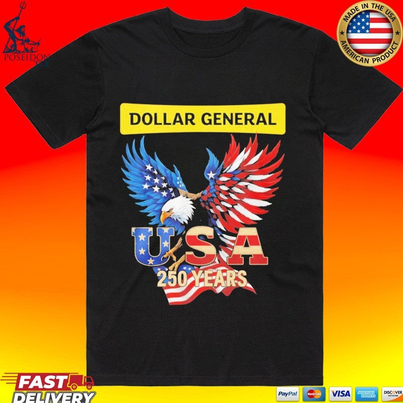 Eagle Dollar General 250 Years Of America Usa Flag T-shirt