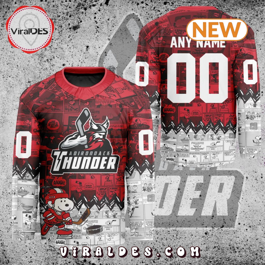ECHL Adirondack Thunder Peanuts 75th Anniversary Hockey Jersey