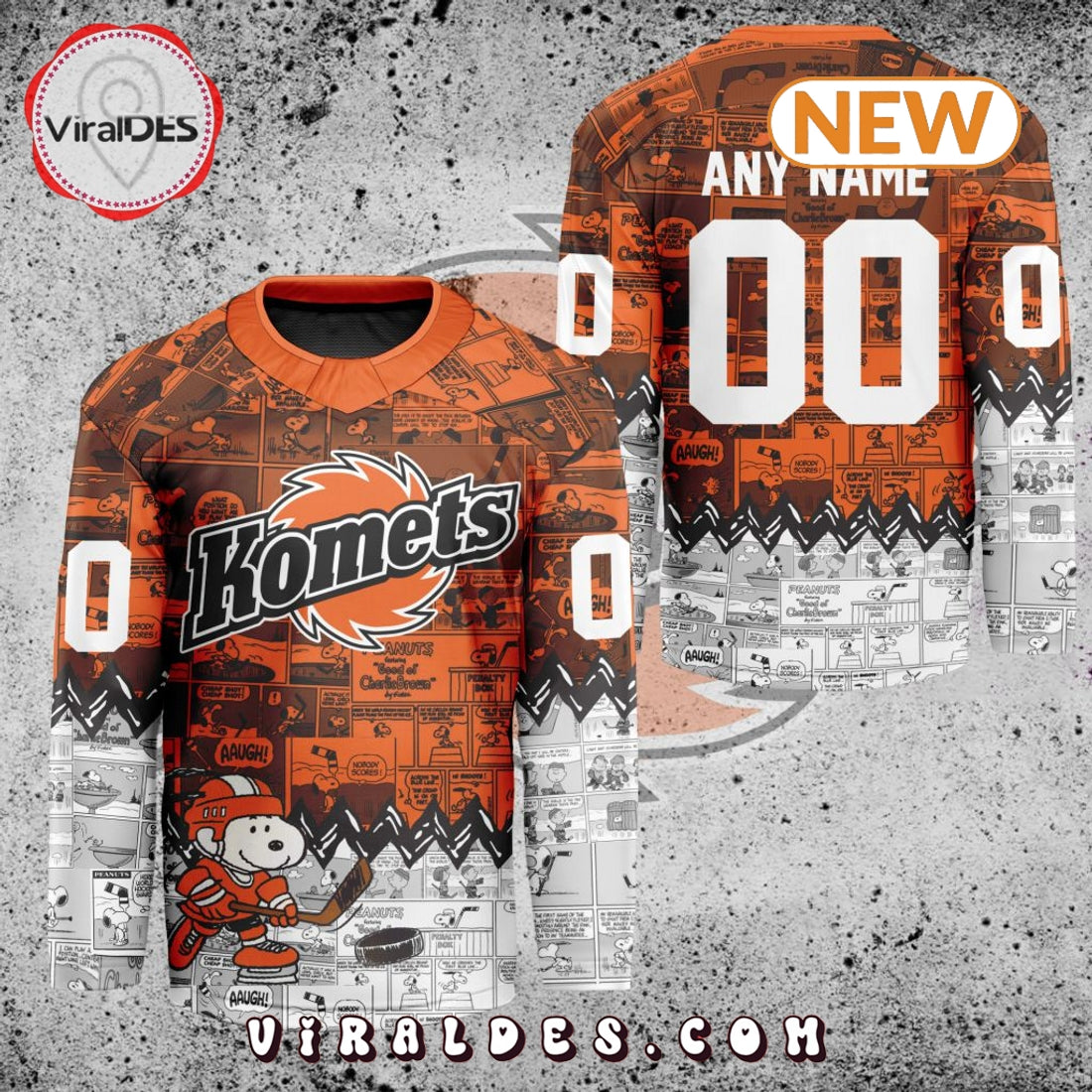 ECHL Fort Wayne Komets Peanuts 75th Anniversary Hockey Jersey