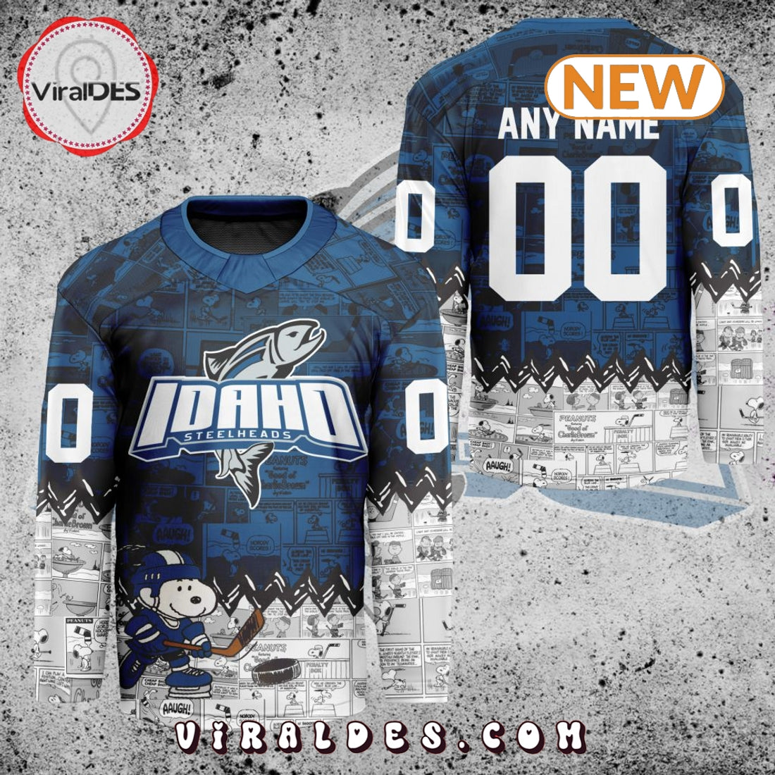 ECHL Idaho Steelheads Peanuts 75th Anniversary Hockey Jersey