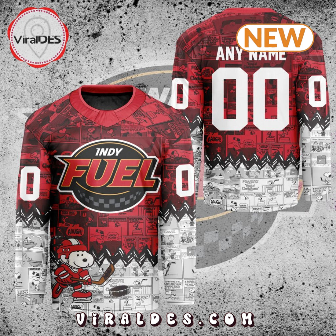 ECHL Indy Fuel Autism Peanuts 75th Anniversary Hockey Jersey