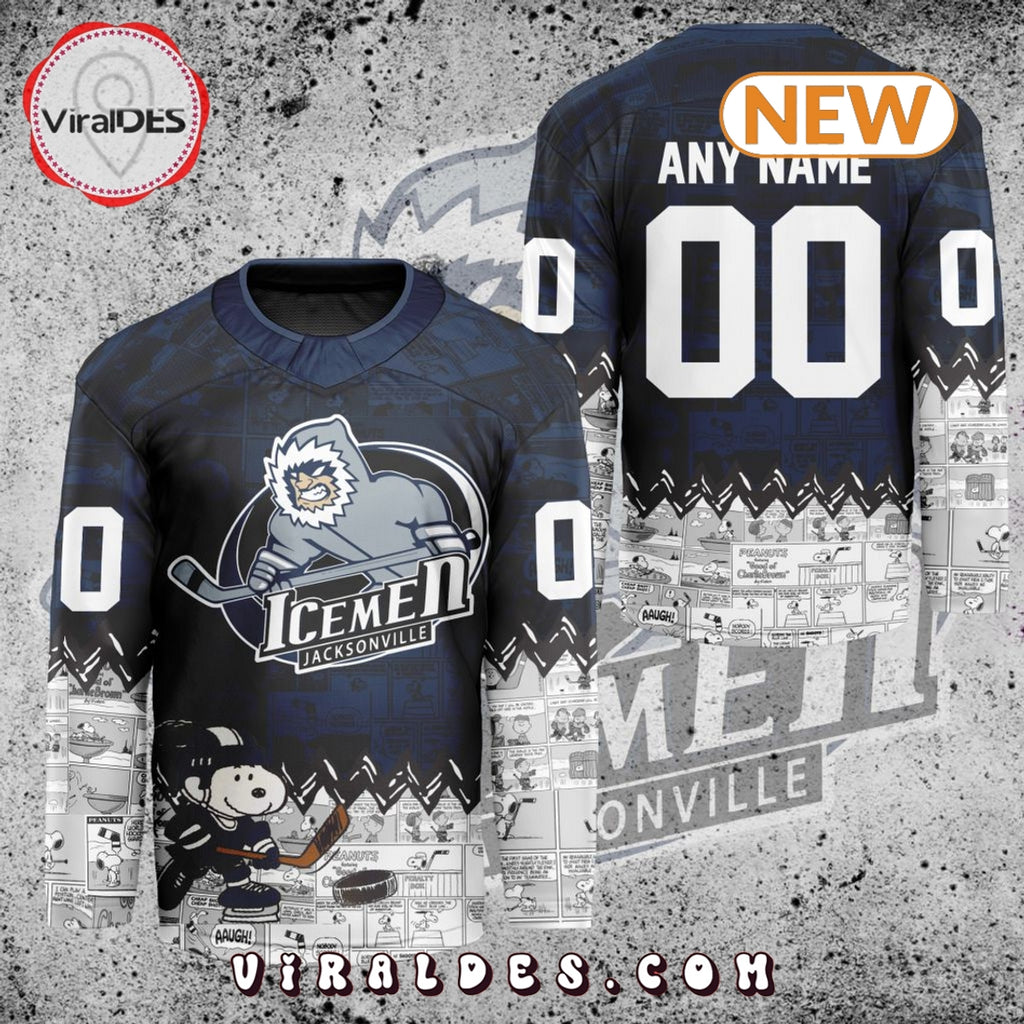 ECHL Jacksonville Icemen Peanuts 75th Anniversary Hockey Jersey