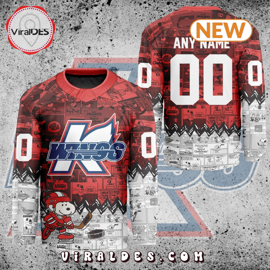 ECHL Kalamazoo Wings Peanuts 75th Anniversary Hockey Jersey
