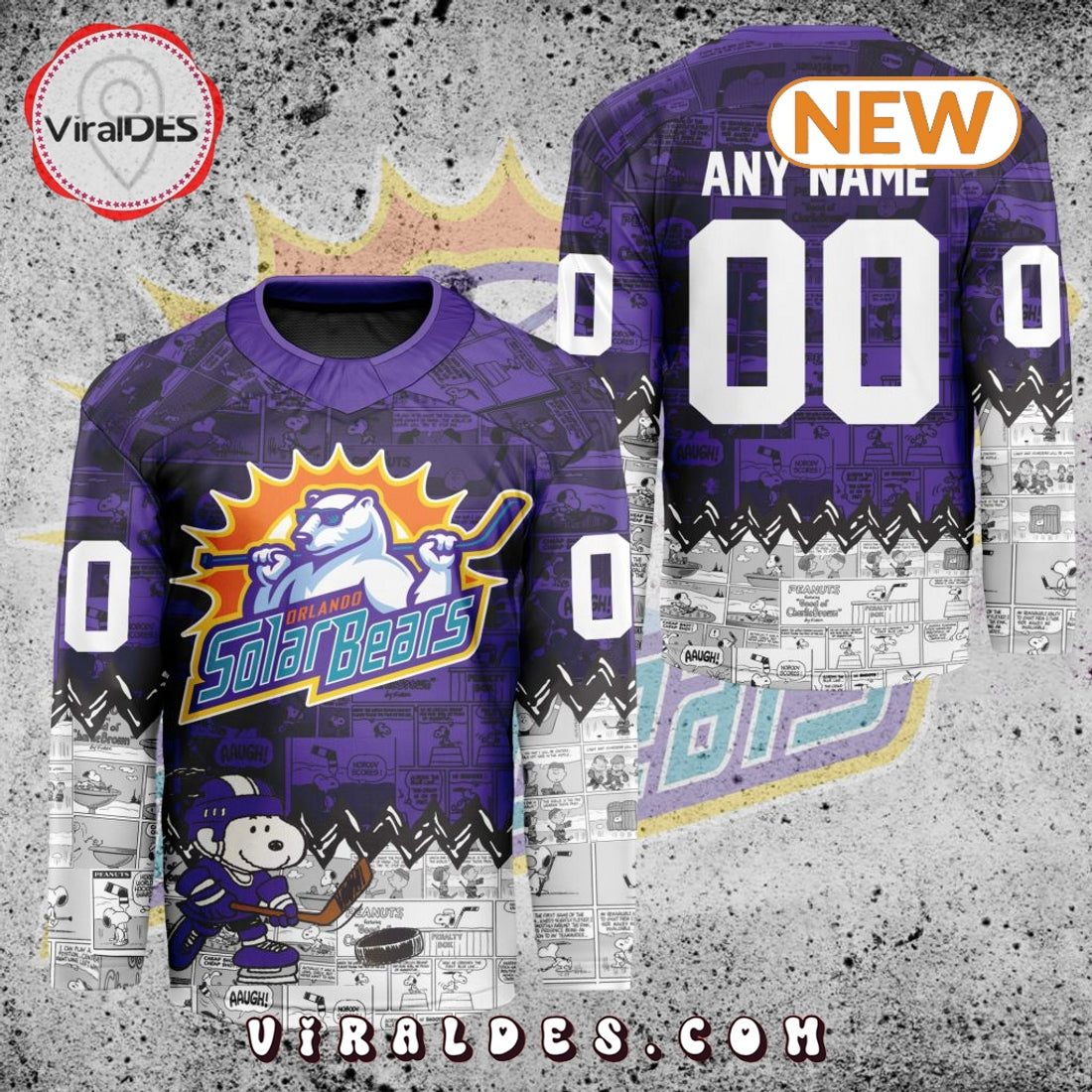 ECHL Orlando Solar Bears Peanuts 75th Anniversary Hockey Jersey