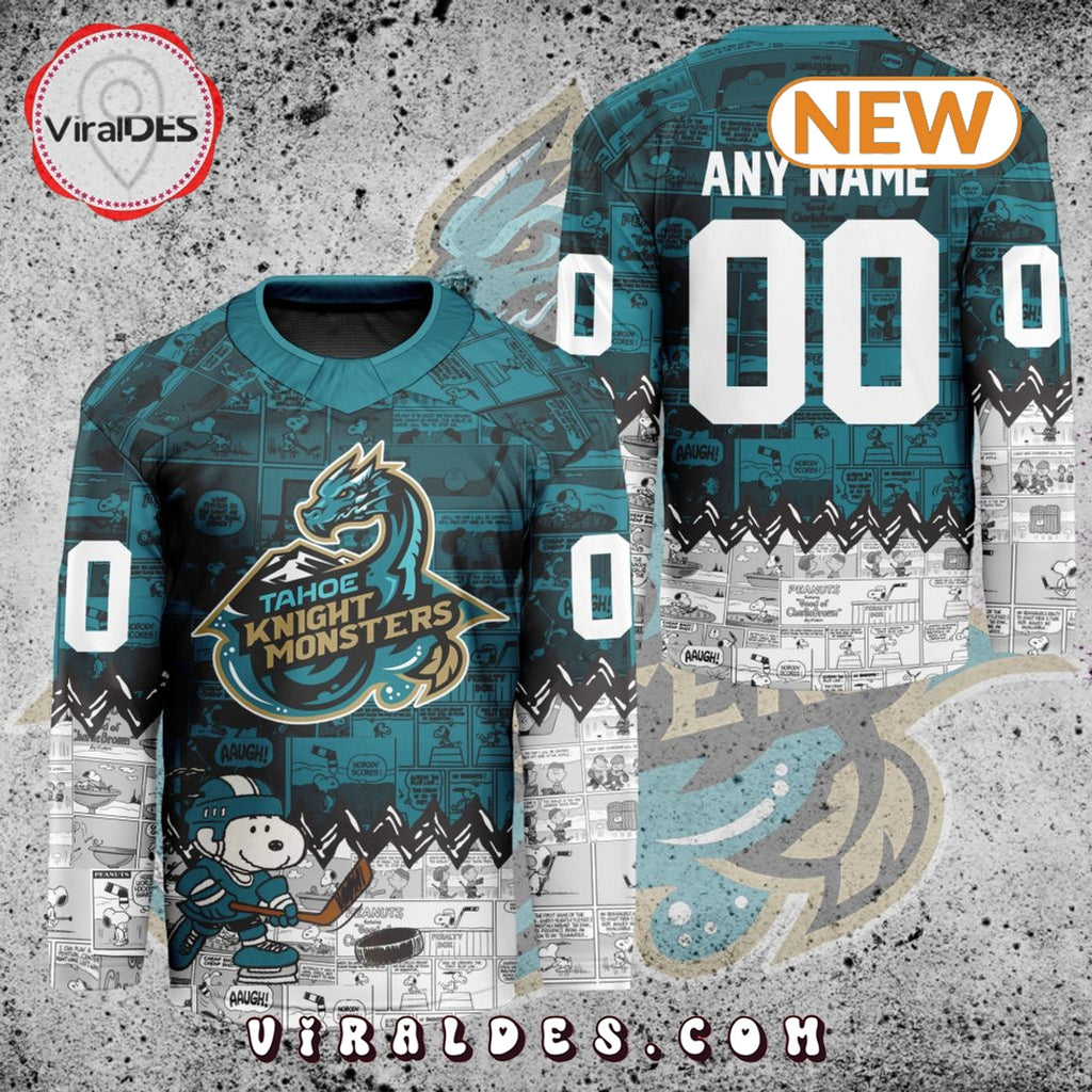 ECHL Tahoe Knight Monsters Peanuts 75th Anniversary Hockey Jersey
